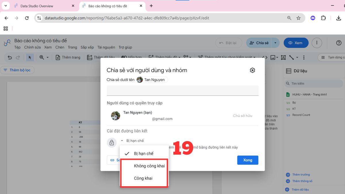 Hướng dẫn sử dụng Looker Studio bước 5 tiếp theo