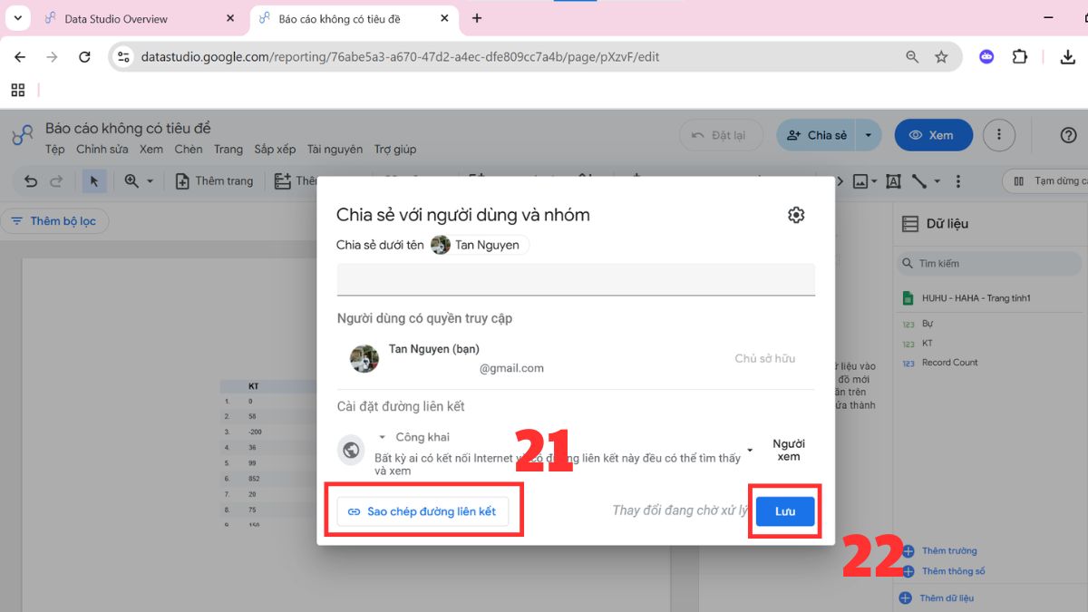 Hướng dẫn sử dụng Looker Studio bước 5 cuối cùng