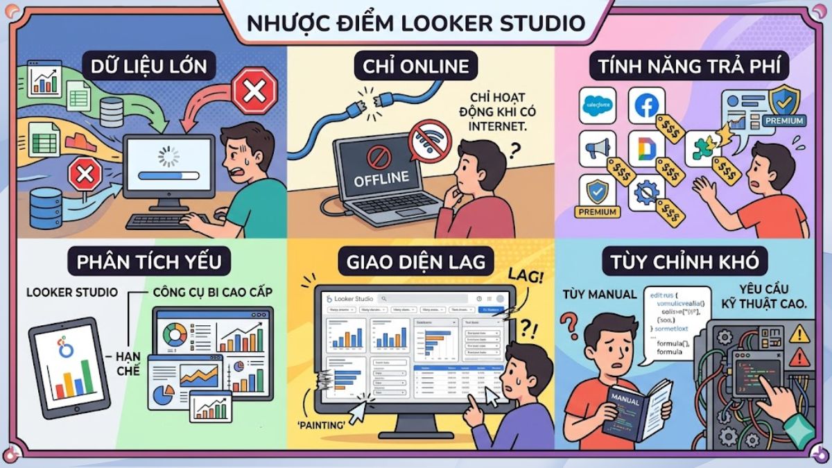nhược điểm của Looker Studio là gì?