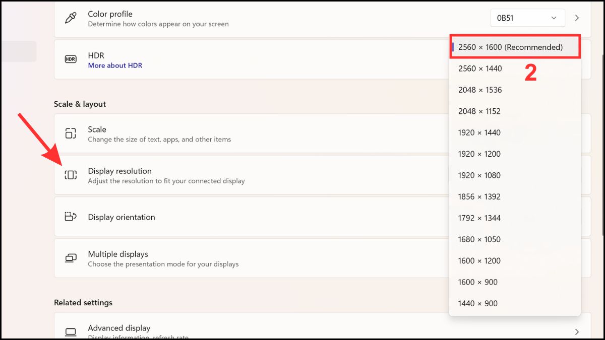 khắc phục màn hình laptop bị nhòe bằng điều chỉnh độ phân giải màn hình bước 2