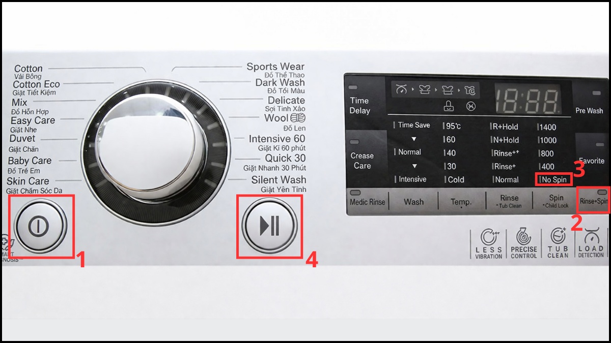 Cách xử lý máy giặt bị trào bọt - chạy lại chu trình xả