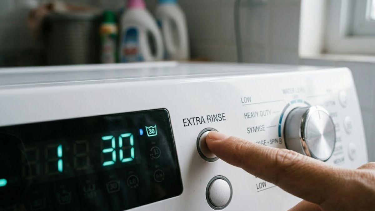 Cách khắc phục máy giặt cửa ngang còn bọt - chạy thêm chu trình xả bước 2