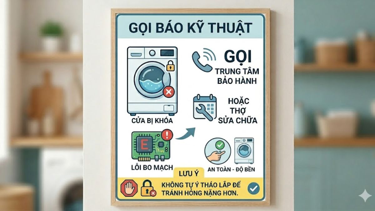 Cách xử lý máy giặt Electrolux không mở được cửa - gọi báo kỹ thuật