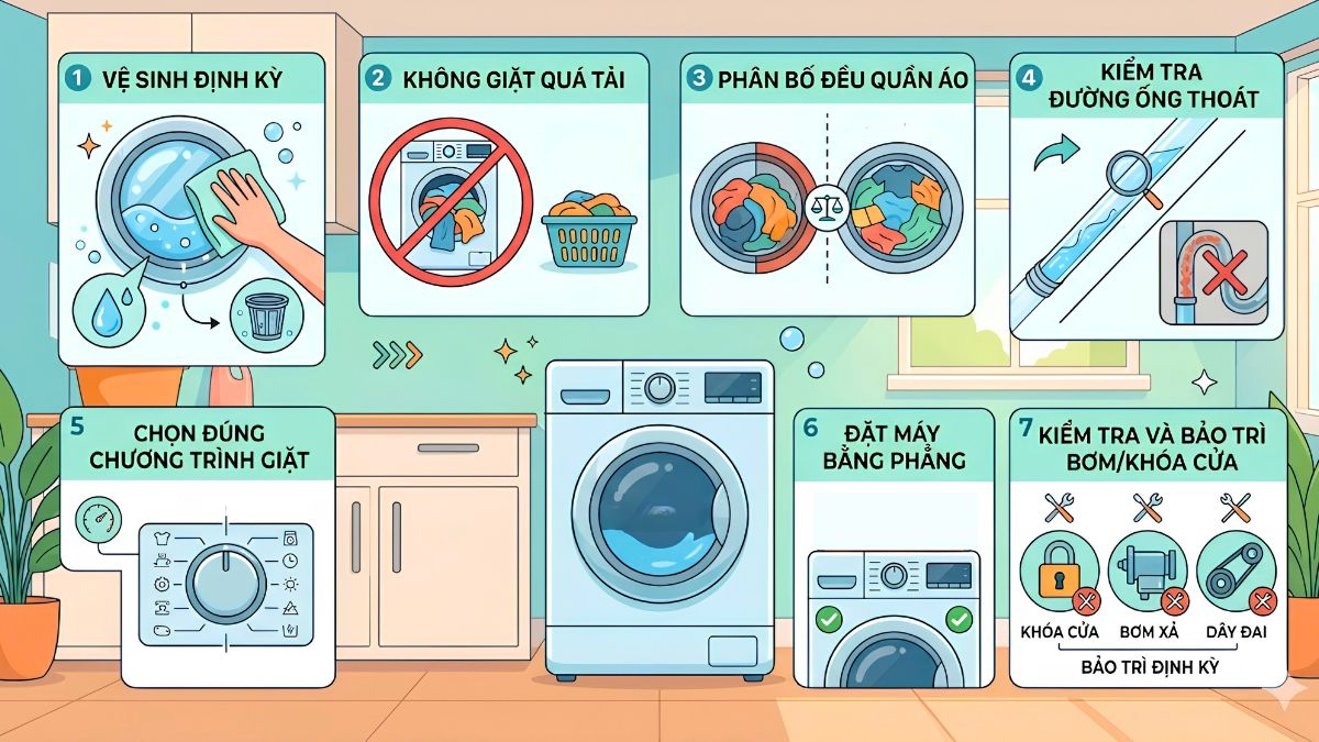 Lưu ý khi sử dụng để tránh tình trạng máy giặt LG không vắt được