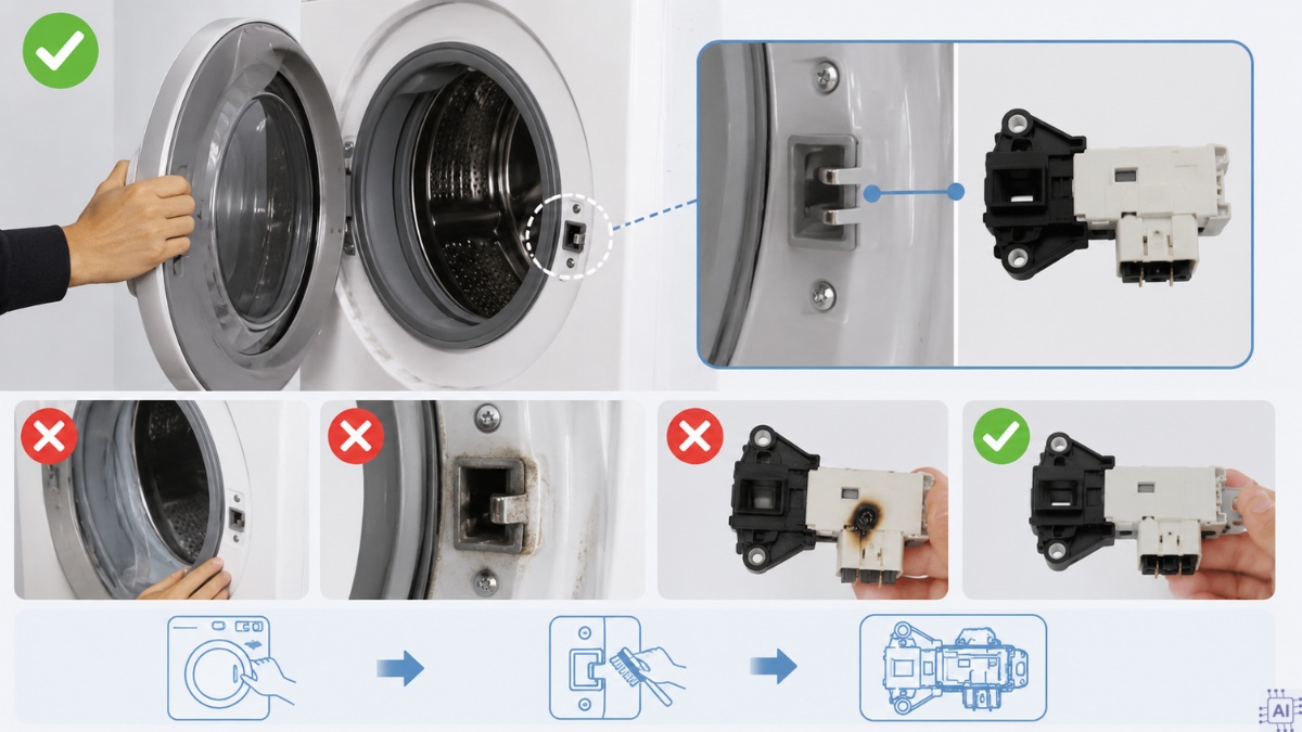 cách khắc phục máy giặt LG không vắt được khi cửa máy giặt không đóng chặt