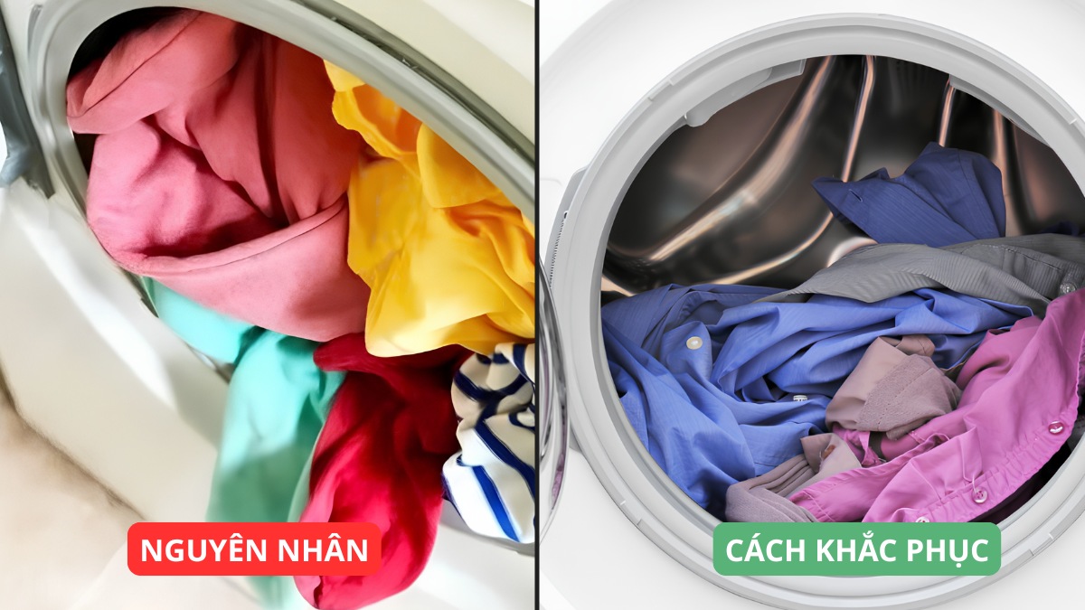 cách khắc phục máy giặt LG không vắt được - quần áo giặt số lượng nhiều