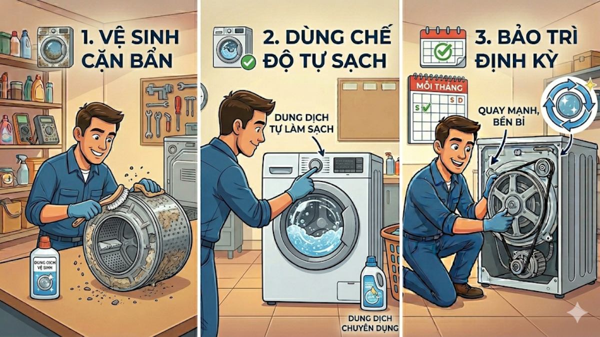 Vệ sinh và bảo trì lồng giặt