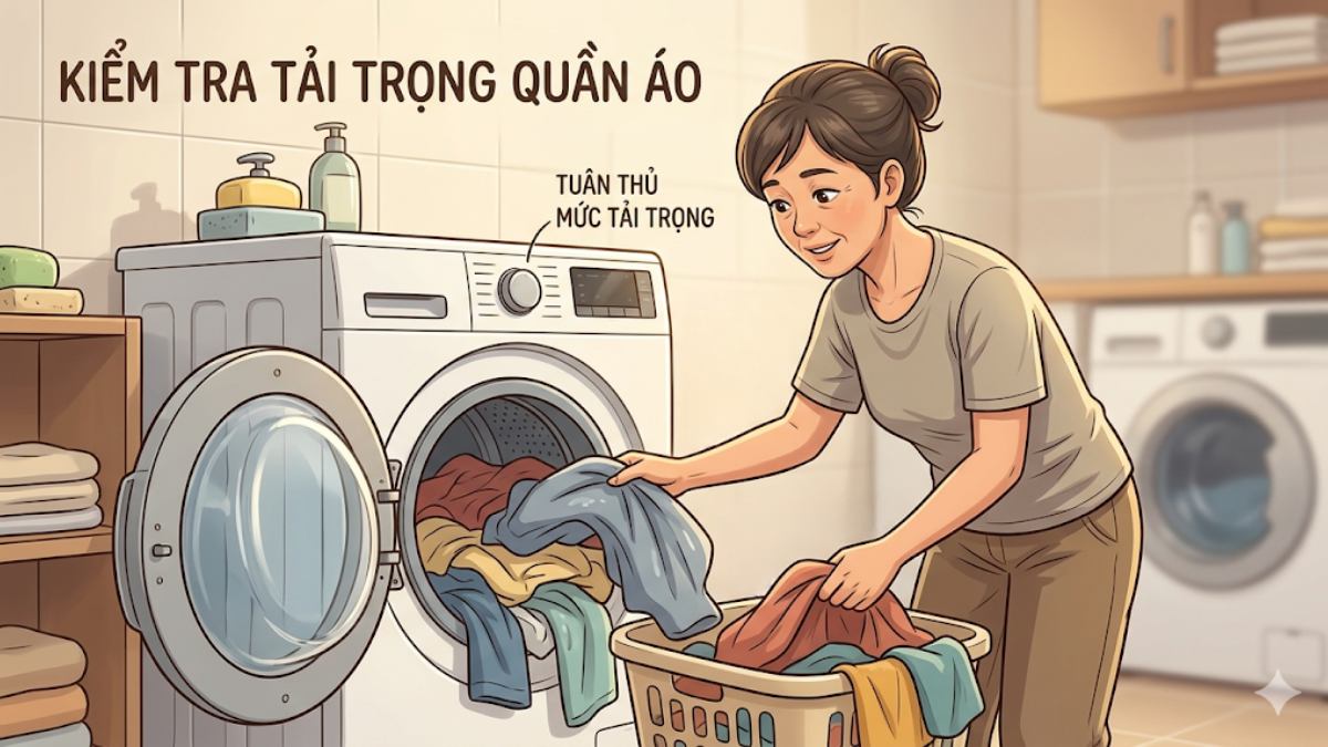 Cách kiểm tra máy giặt quay yếu tại nhà - kiểm tra tải trọng quần áo