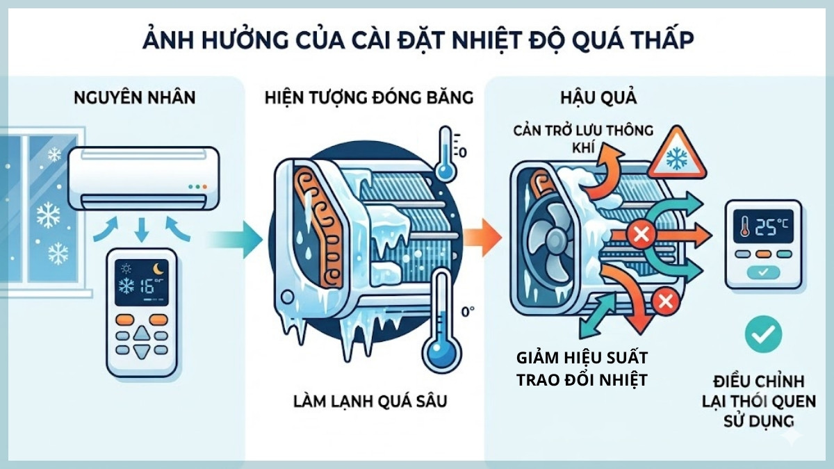 Nhiệt độ cài đặt quá thấp
