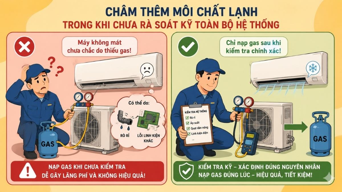 Những sai lầm khi tự khắc phục máy lạnh không lạnh chỉ quạt