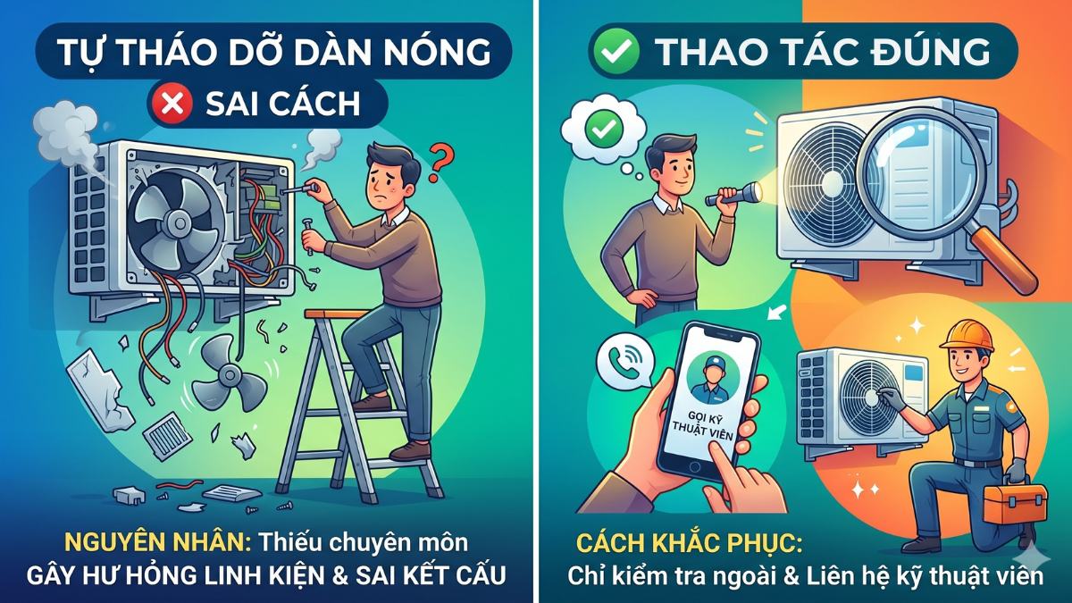 Những sai lầm khi tự khắc phục máy lạnh không lạnh chỉ quạt đơn giản