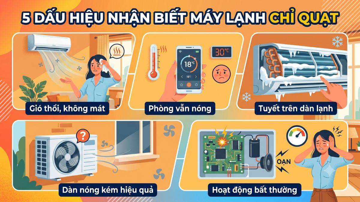 Dấu hiệu nhận biết máy lạnh không lạnh chỉ quạt