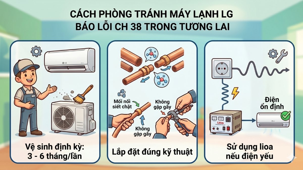 Cách phòng tránh máy lạnh LG báo lỗi CH 38 trong tương lai