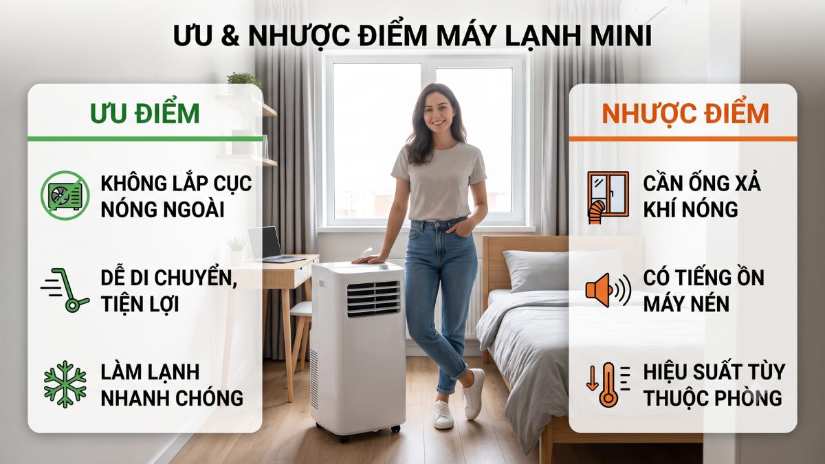 Ưu và nhược điểm của máy lạnh mini cho phòng nhỏ