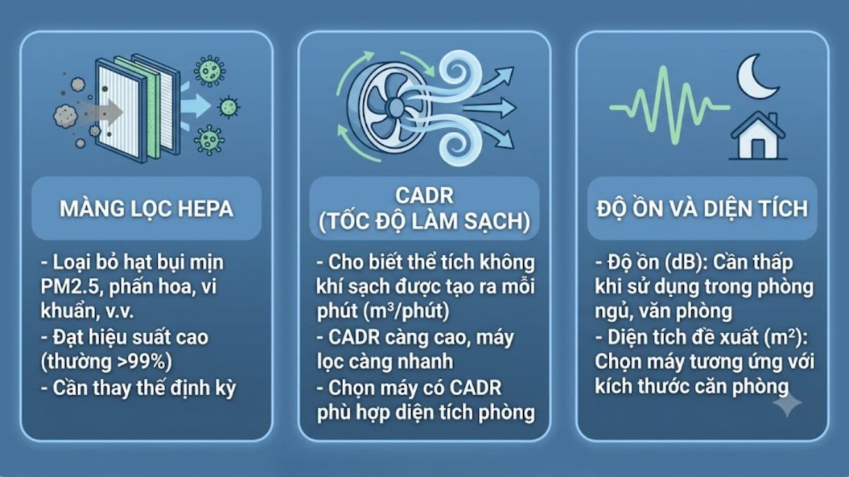 Tiêu chí chọn máy lọc không khí cho văn phòng - chọn màng lọc, CADR và độ ồn