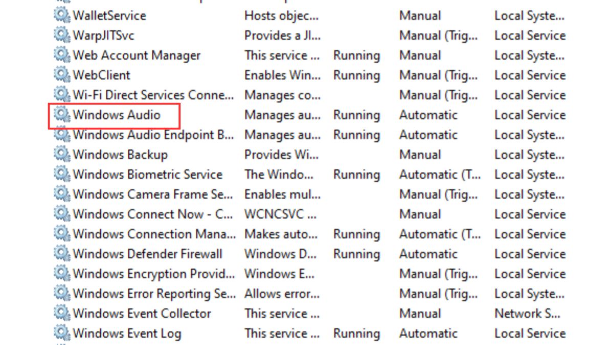 Chọn Windows Audio