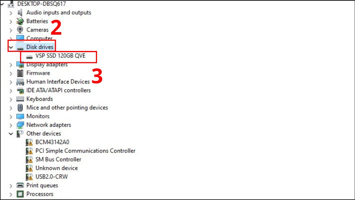 khắc phục máy tính bị mất ổ D và E bằng kiểm tra trong device manager bước 2