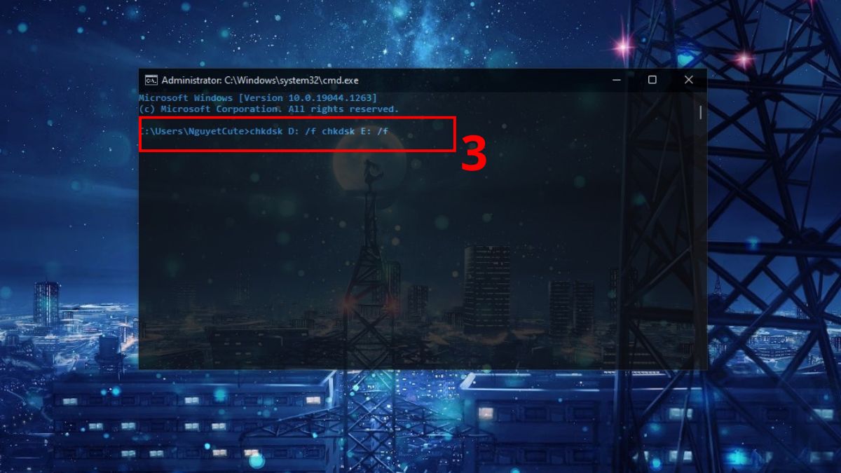 Kiểm tra lỗi ổ cứng bằng Command Prompt bước 2