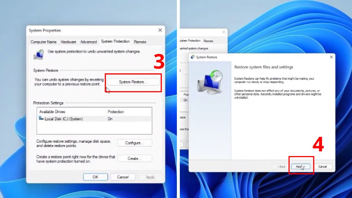 Sử dụng System Restore bước 2