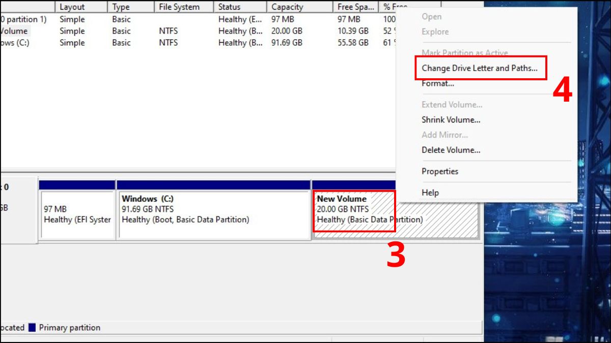 khắc phục máy tính bị mất ổ D và E bằng sử dụng lệnh diskmgmt.msc bước 2