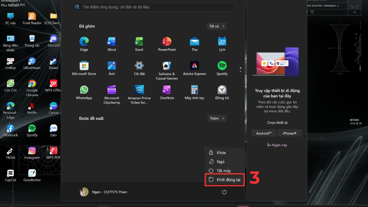 khắc phục lỗi máy tính không nhận ổ cứng ngoài bằng khởi động lại máy tính bước 3