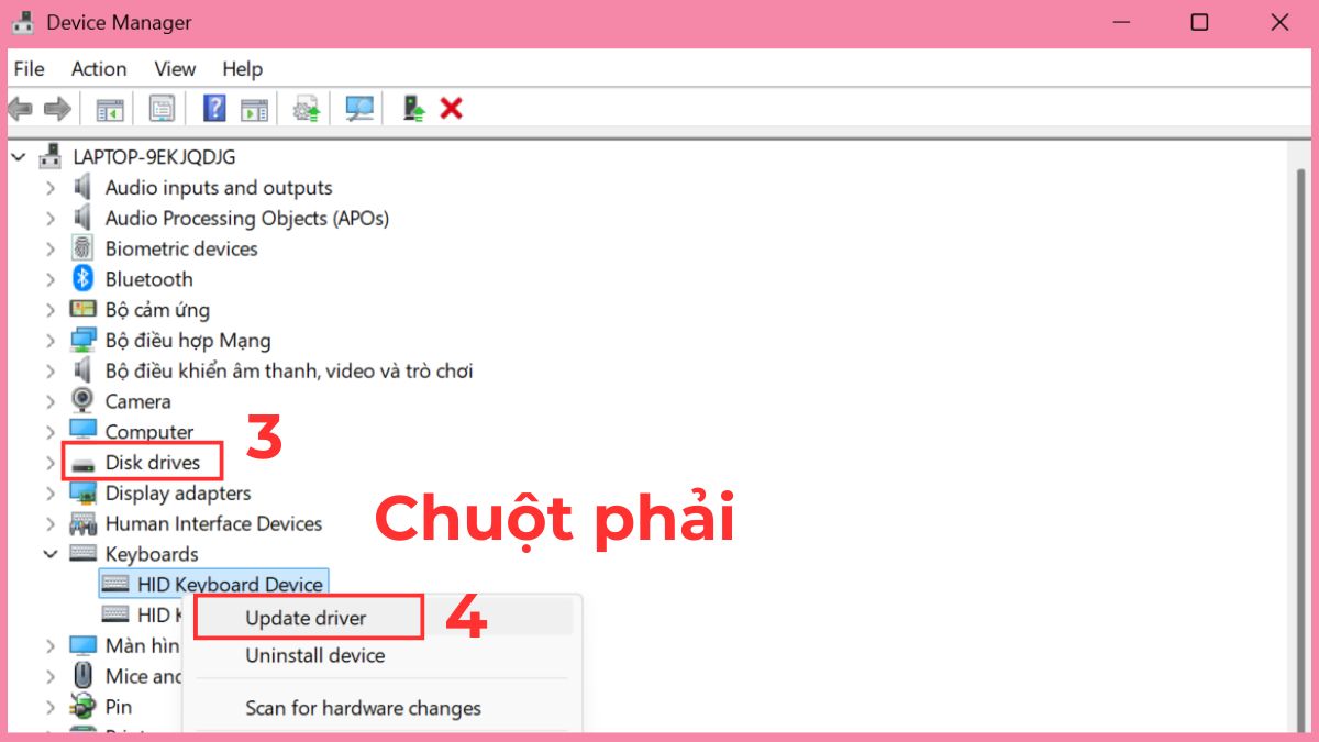 khắc phục lỗi máy tính không nhận ổ cứng ngoài bằng cập nhật driver ổ cứng gắn ngoài bước 2