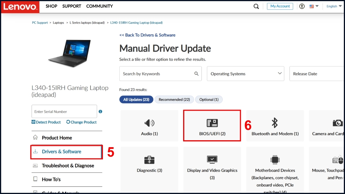 khắc phục lỗi máy tính không nhận card màn hình bằng cập nhật bios bước 2 tiếp theo