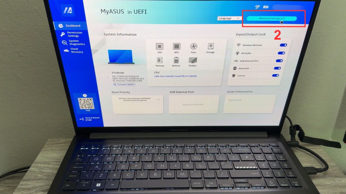 khắc phục lỗi laptop tự restart liên tục bằng reset bios bước 2