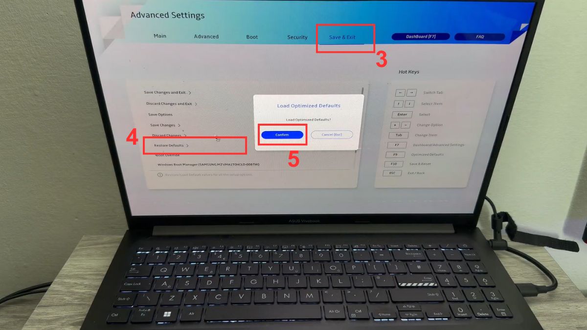 khắc phục lỗi laptop tự restart liên tục bằng reset bios bước 3