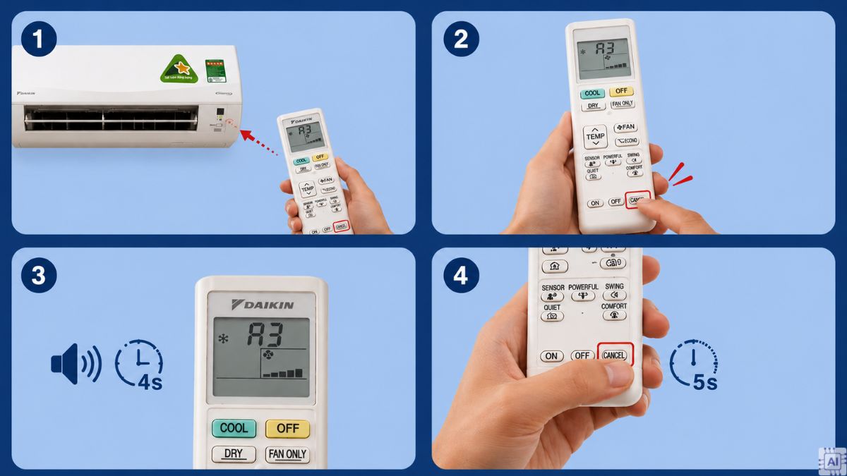 Cách kiểm tra mã lỗi máy lạnh Daikin bằng remote