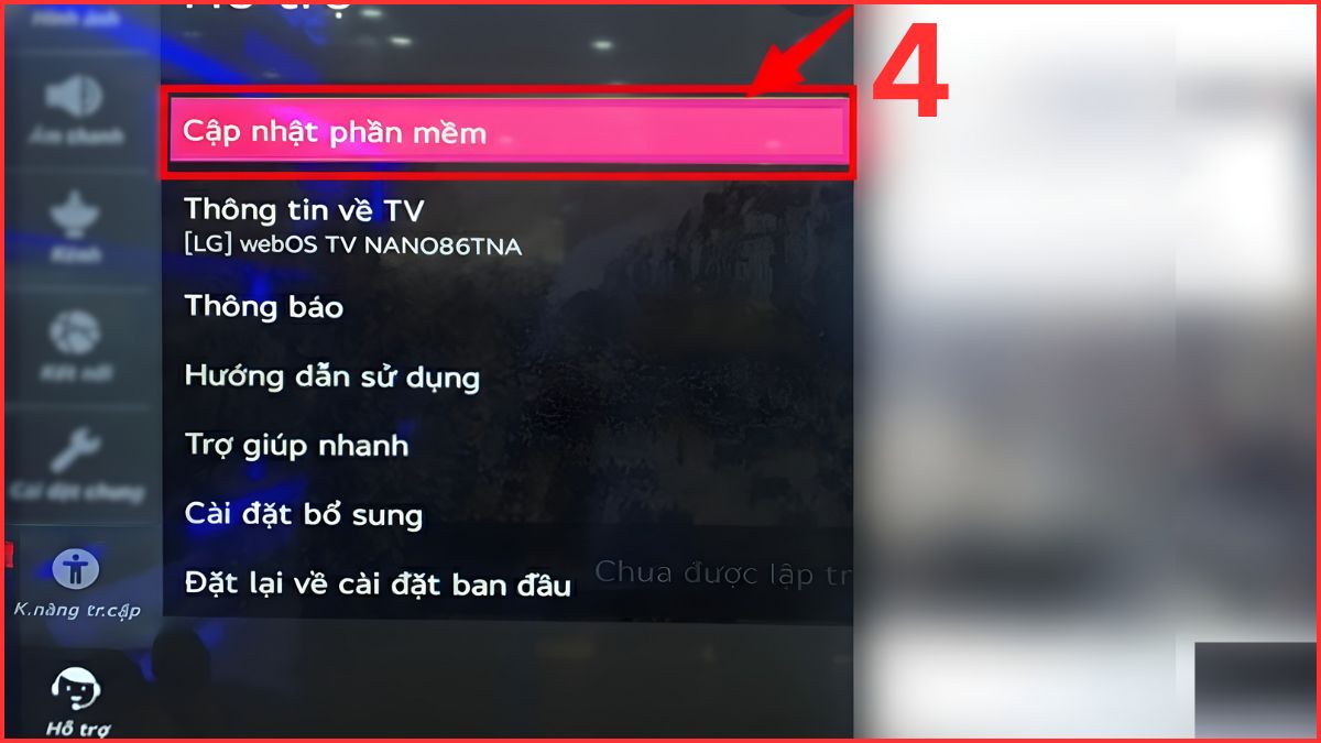 khắc phục lỗi mất con trỏ chuột trên màn hình tivi LG bằng cập nhật phần mềm tivi bước 4