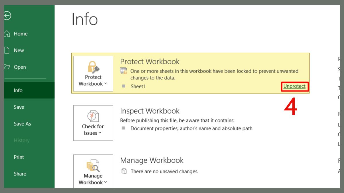 Cách sửa lỗi Microsoft Excel Cannot Paste the data bằng đảm bảo có quyền chỉnh sửa bước 3