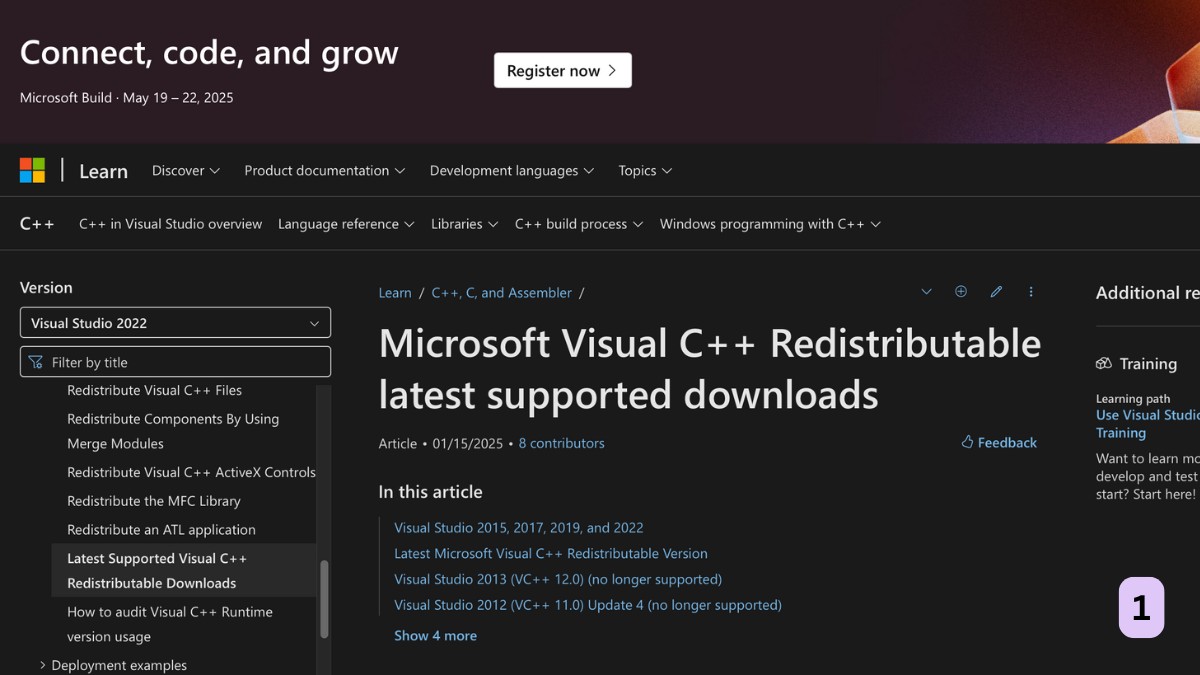 Hướng dẫn tải Microsoft Visual C++ Redistributable là gì - bước 1