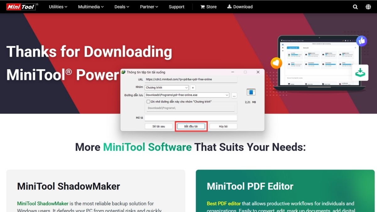 Hướng dẫn tải phần mềm MiniTool Power Data Recovery bước 2
