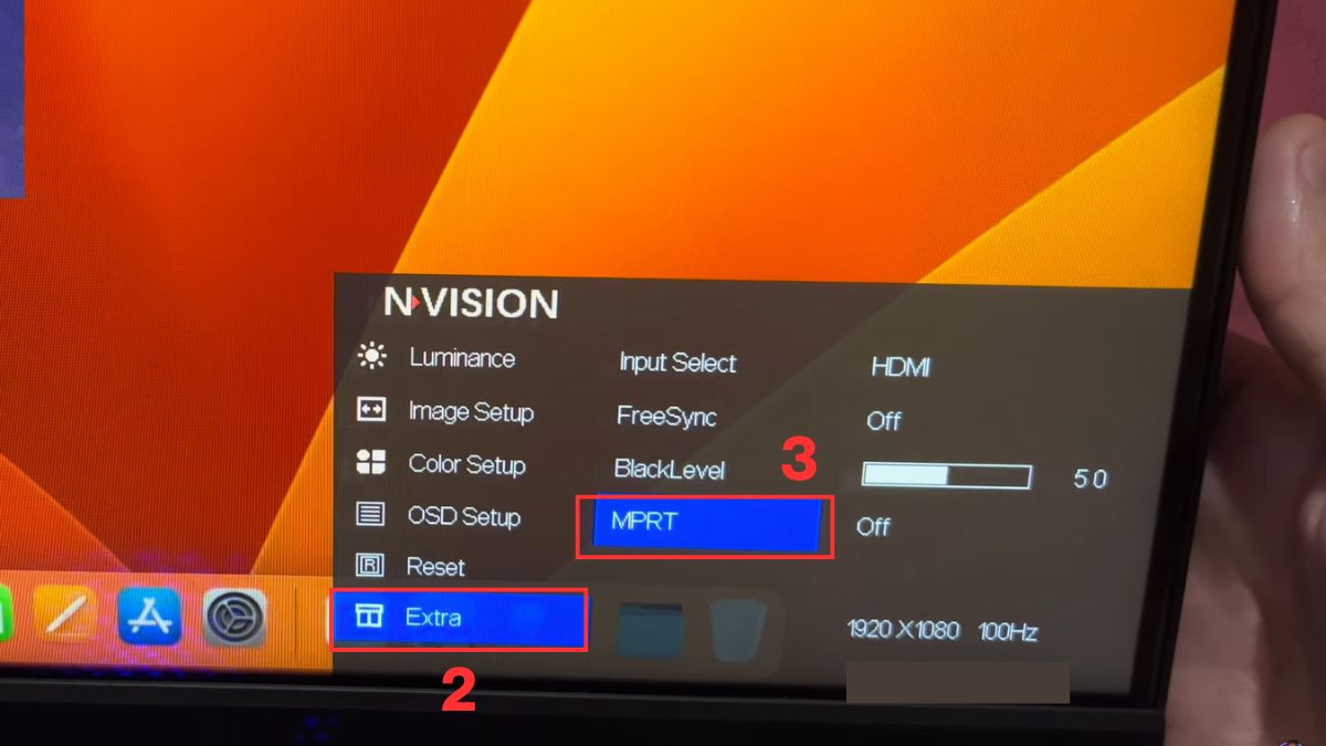 Cách bật/tắt công nghệ giảm MPRT là gì bước 2