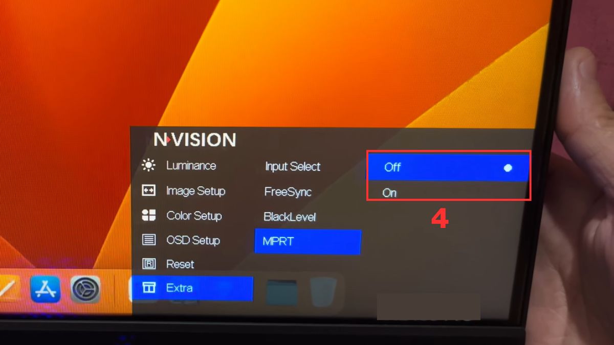 Cách bật/tắt công nghệ giảm MPRT là gì bước 4