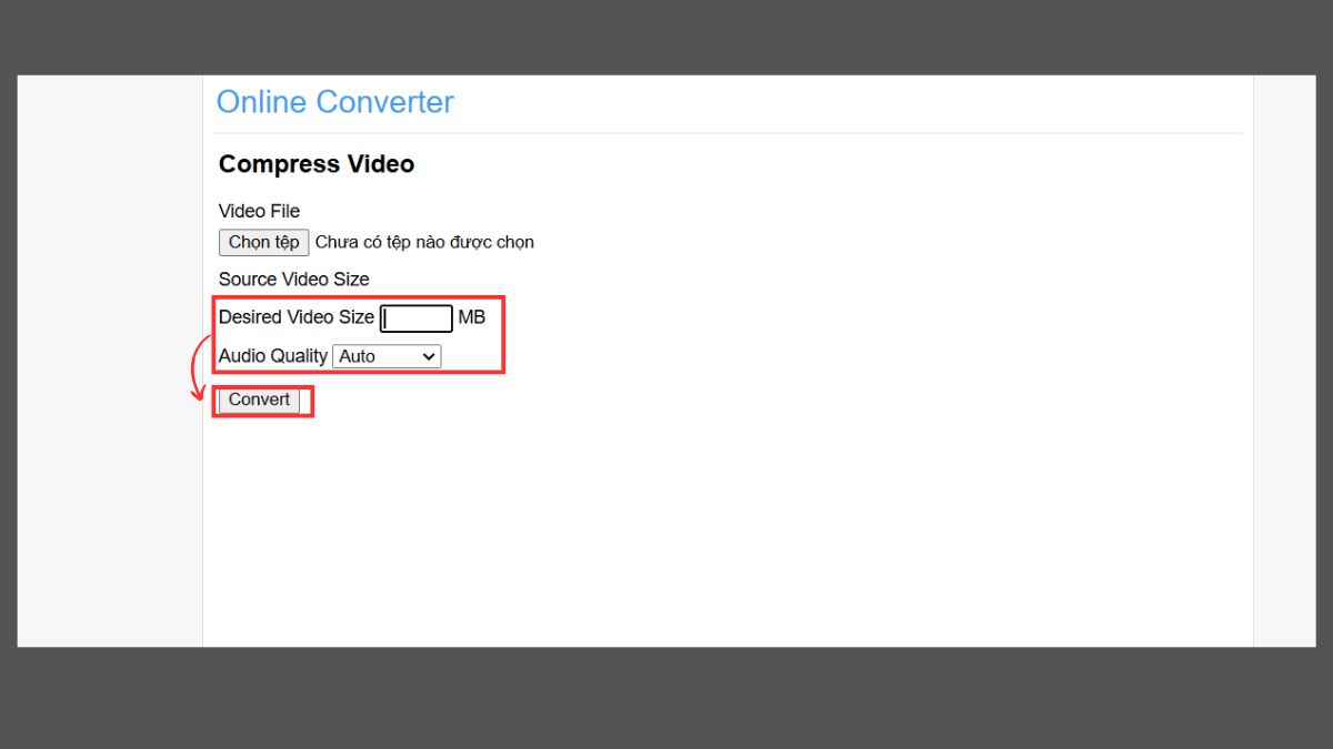 cách nén video MP4 bằng Online Converter - bước 4