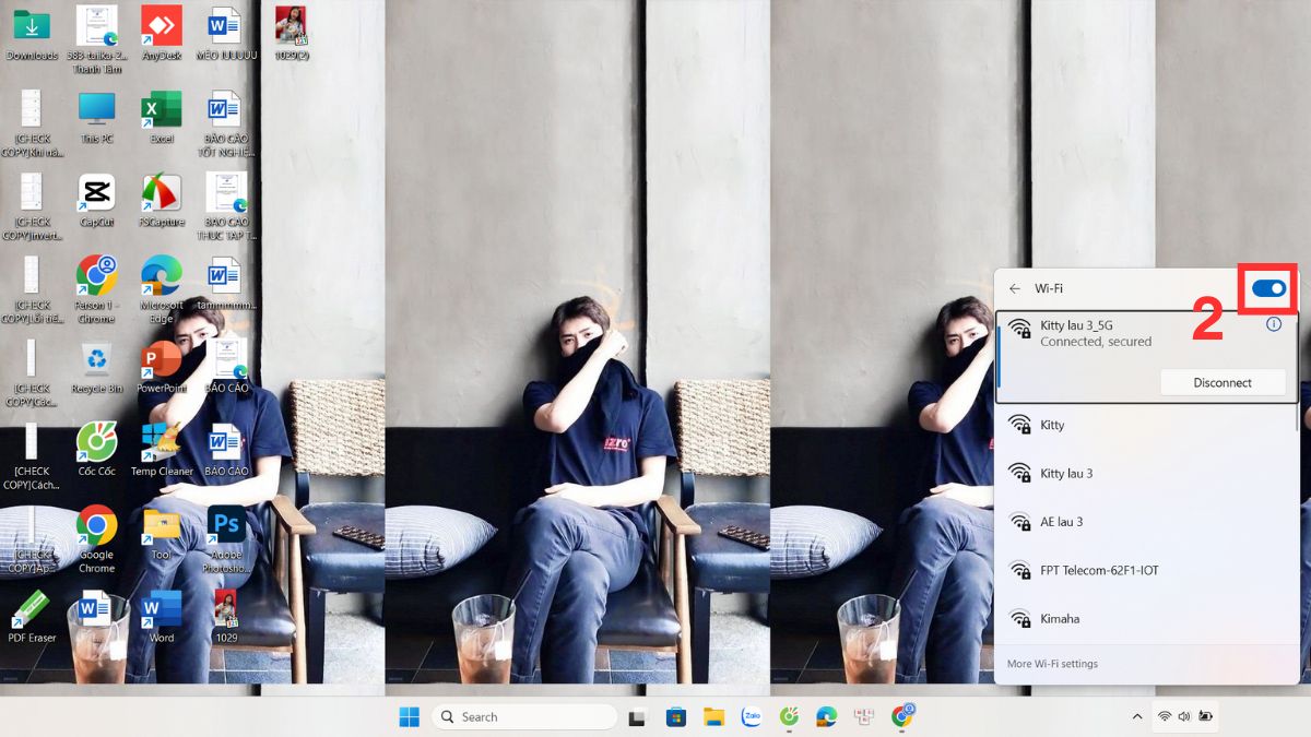 nút mở wifi trên laptop dell trên màn hình bước 2
