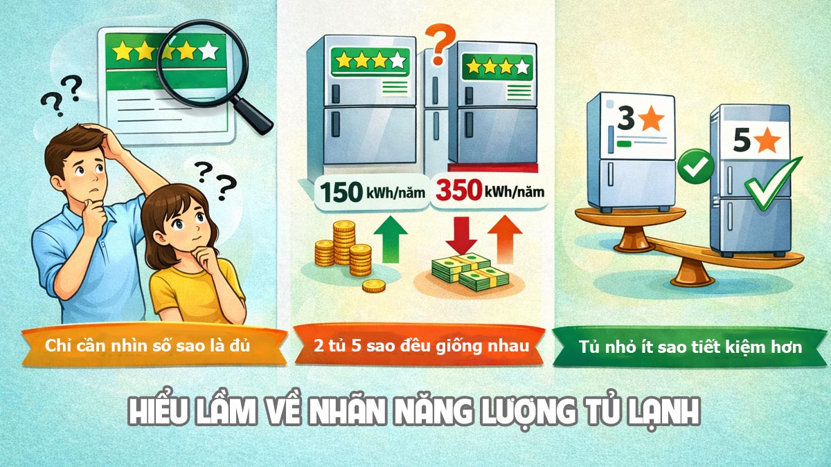 Những hiểu lầm thường gặp về nhãn năng lượng tủ lạnh