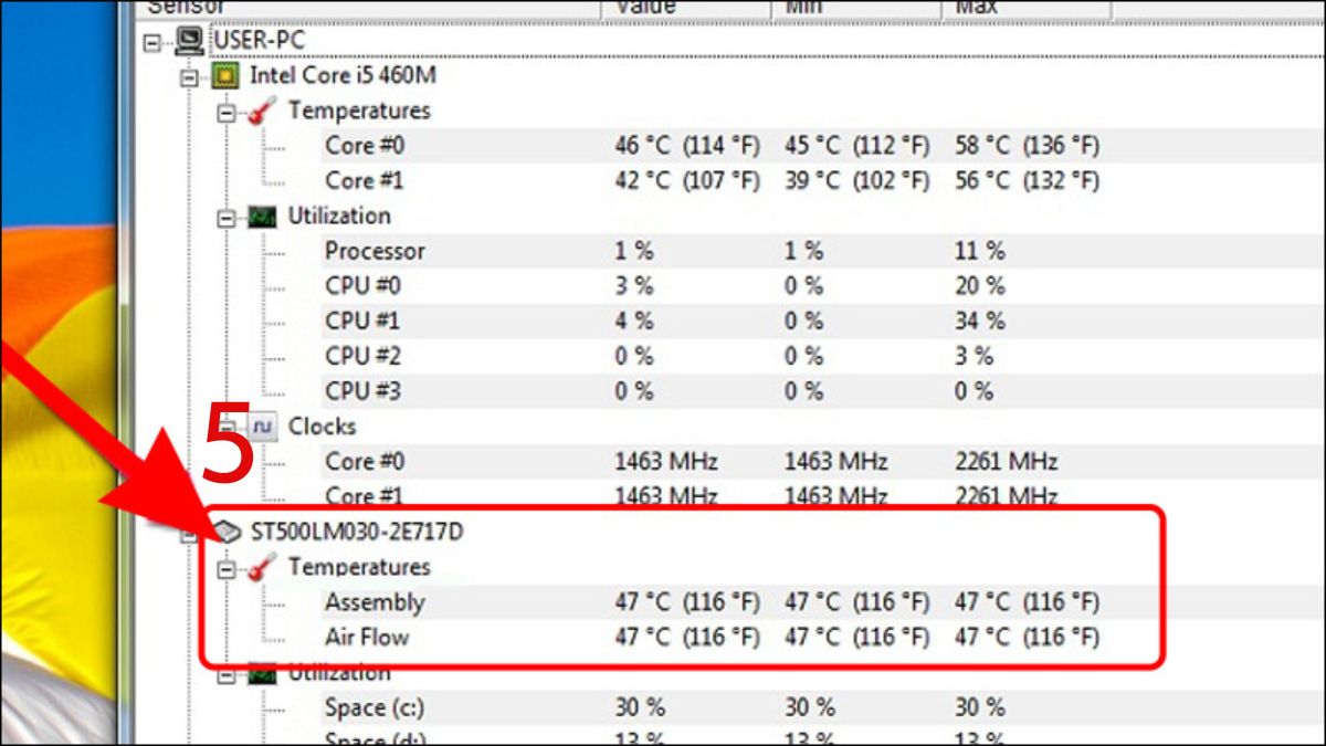 Cách kiểm tra nhiệt độ ổ cứng SSD bằng HWMonitor - bước 5