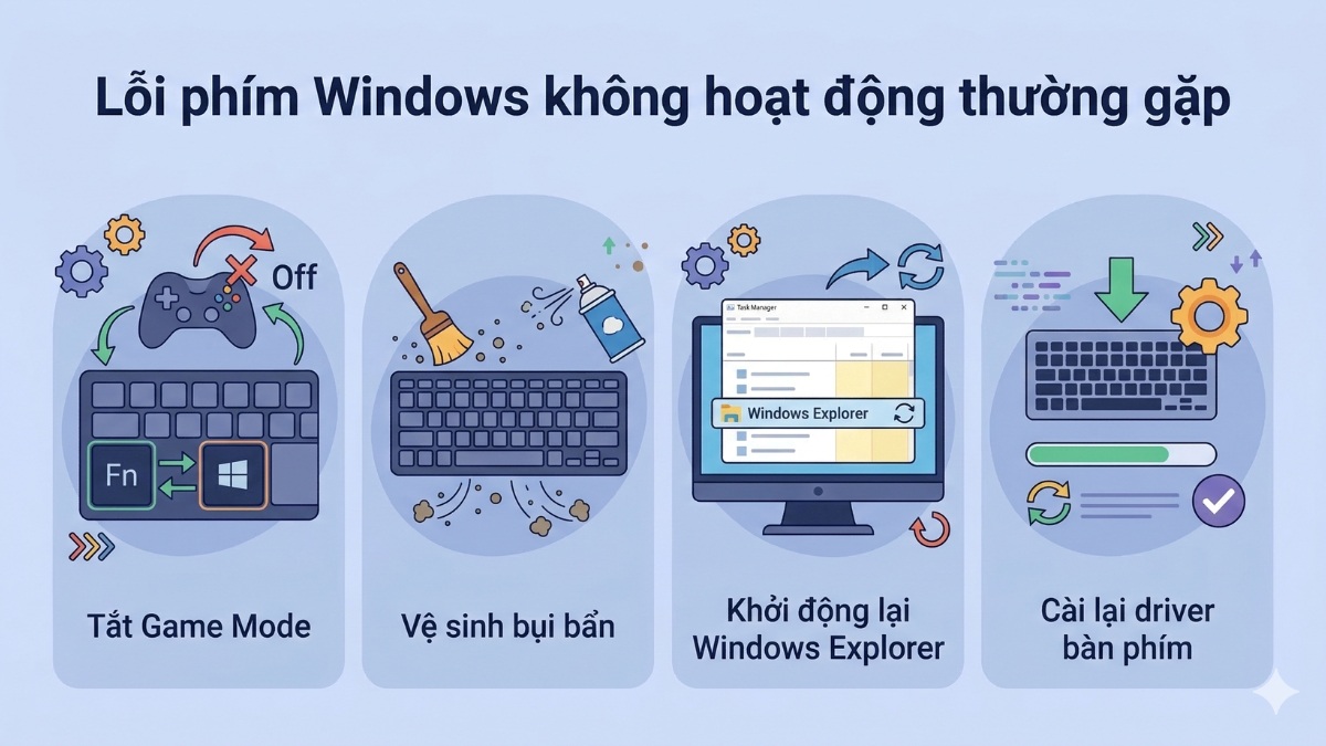 Lỗi phím Windows không hoạt động thường gặp