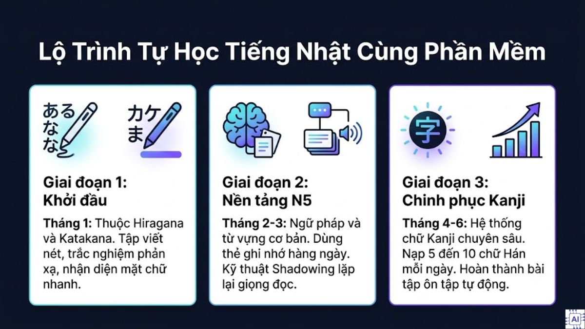Lộ trình tự học tiếng Nhật kết hợp phần mềm