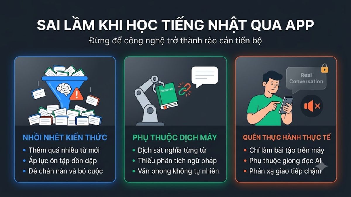 Những lỗi thường gặp khi học tiếng Nhật bằng phần mềm