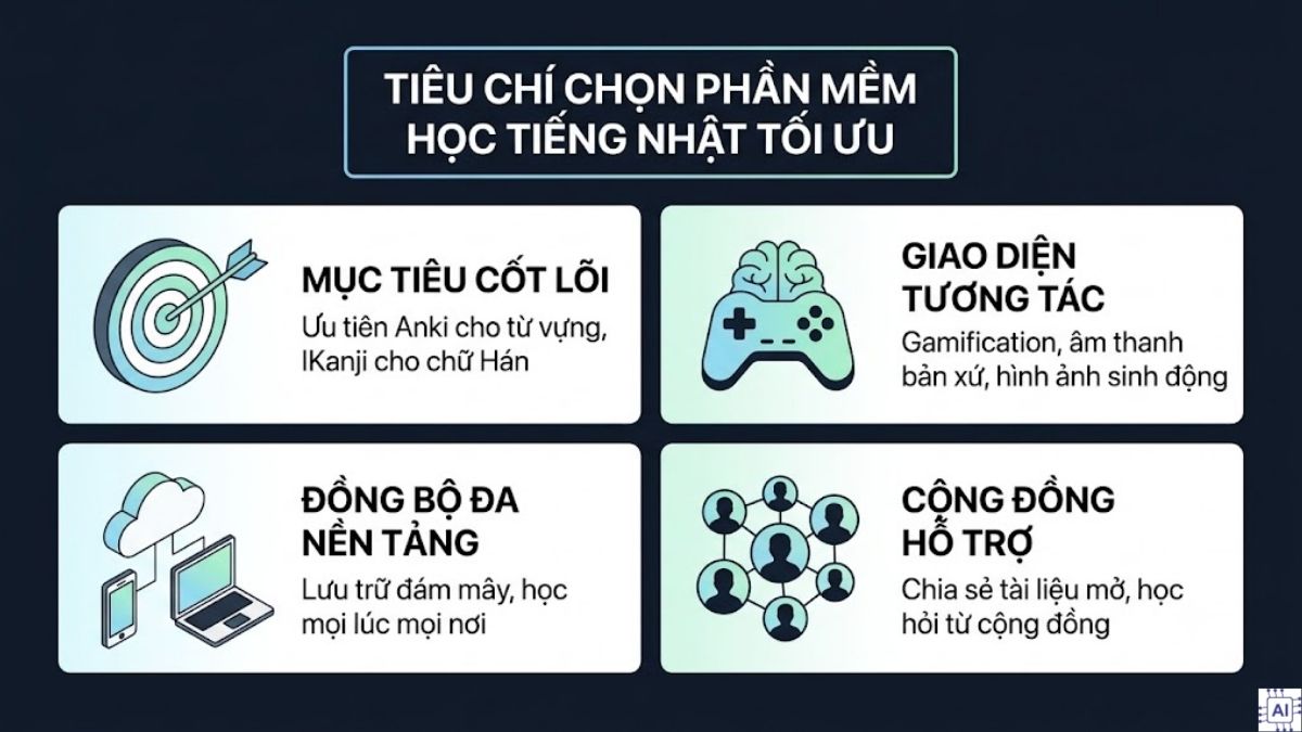 Tiêu chí lựa chọn phần mềm học tiếng Nhật tối ưu