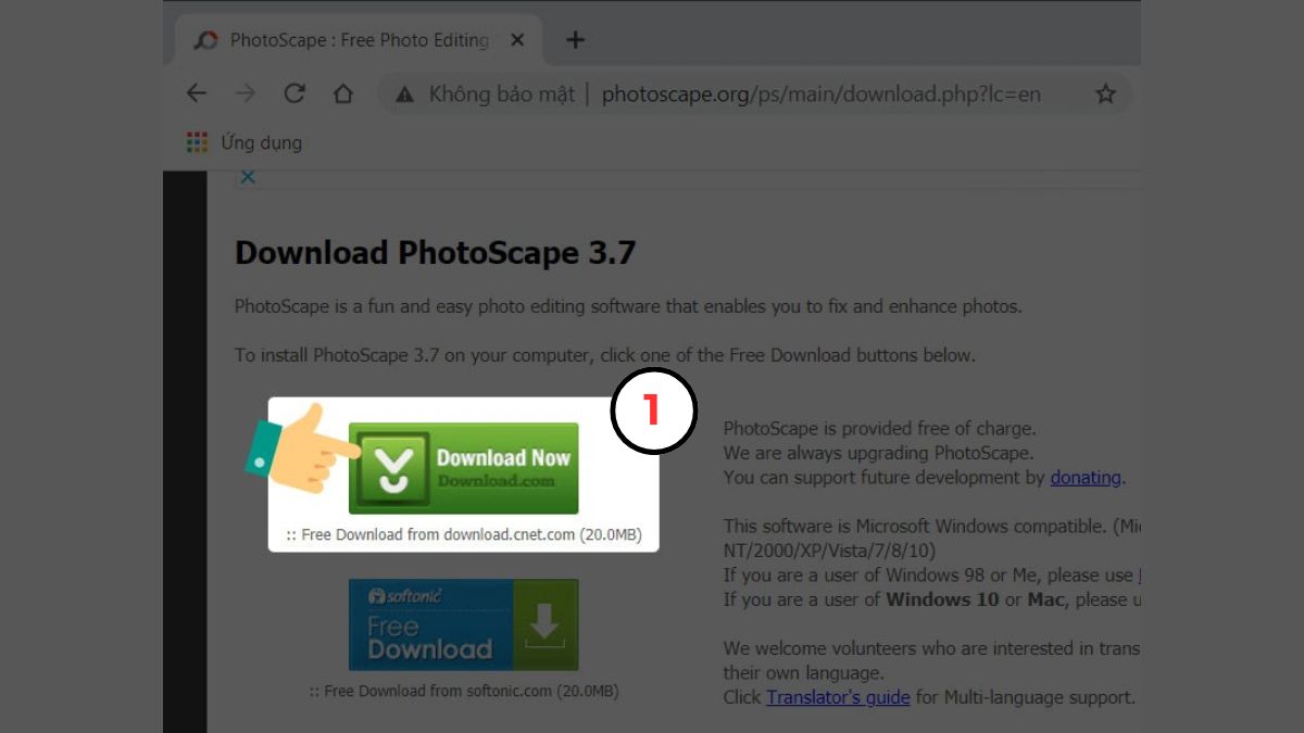 Hướng dẫn tải và cài đặt Photoscape - bước 1