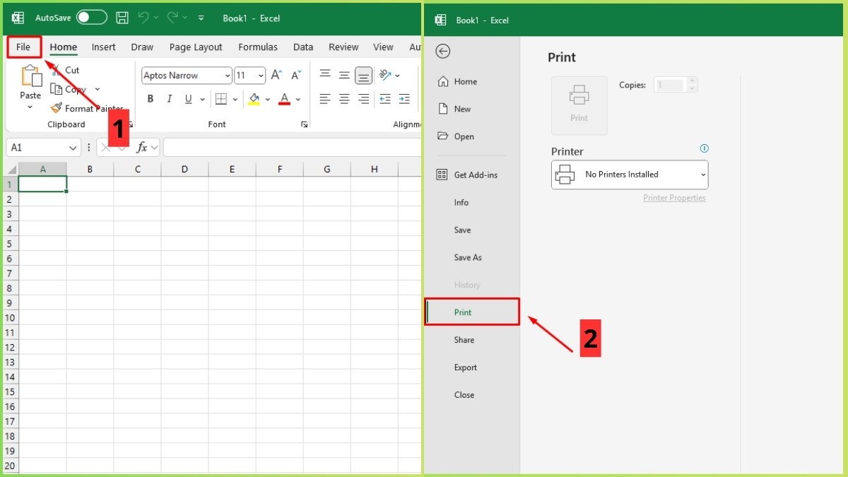 Print Preview trong Excel bước 1