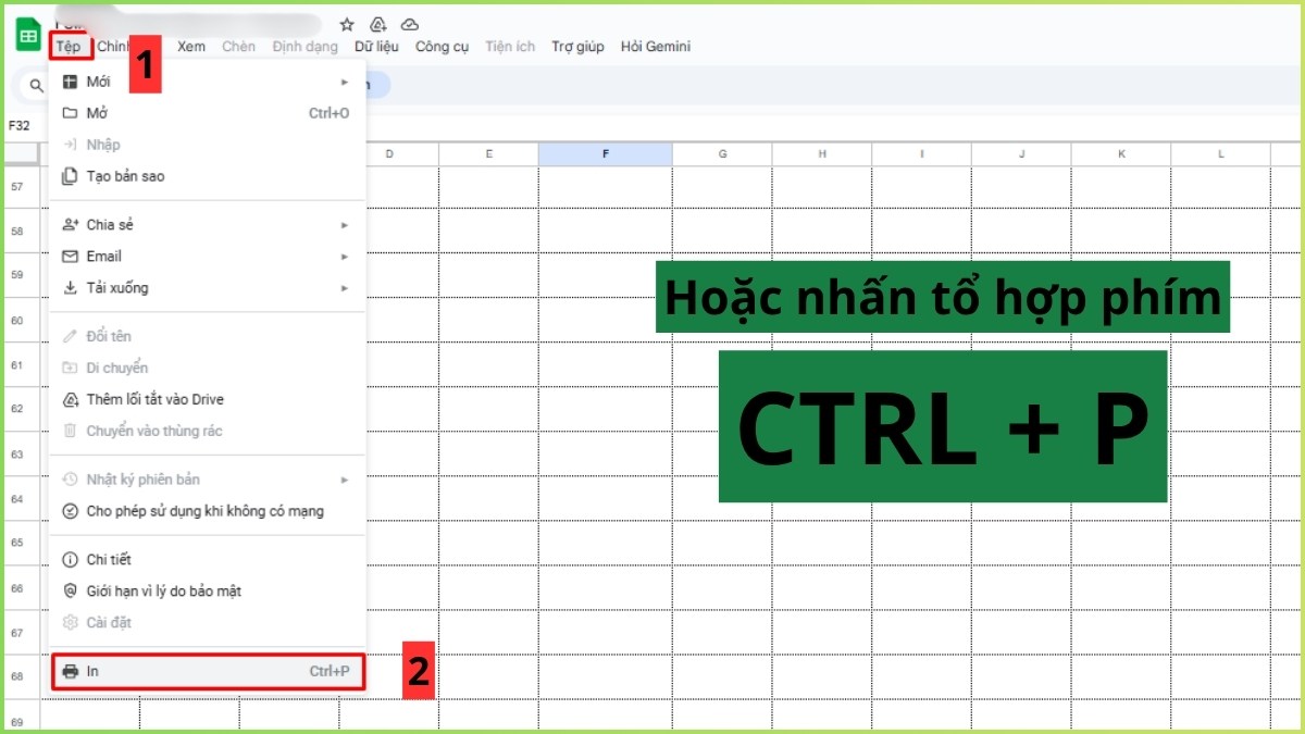 Print Preview trong Google Sheets bước 1