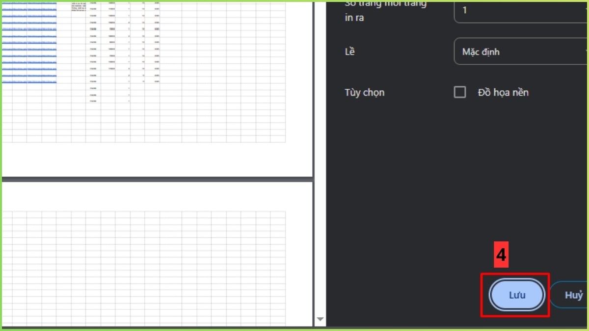 Print Preview trong Google Sheets bước 3