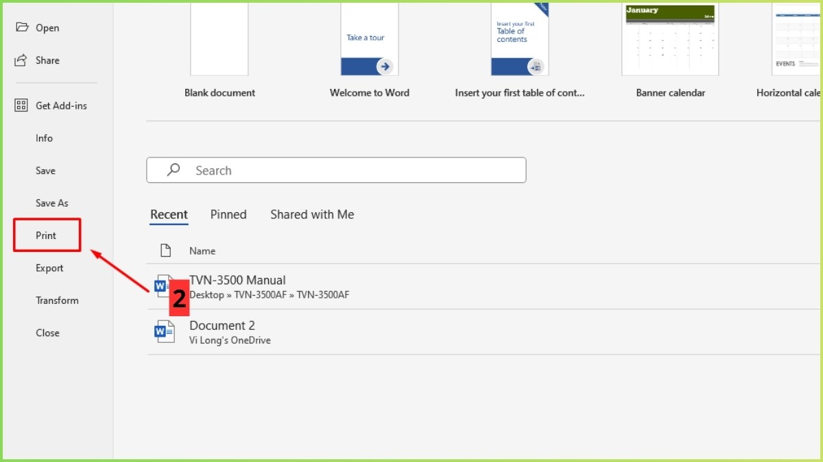 sử dụng Print Preview trong word bước 1 tiếp theo