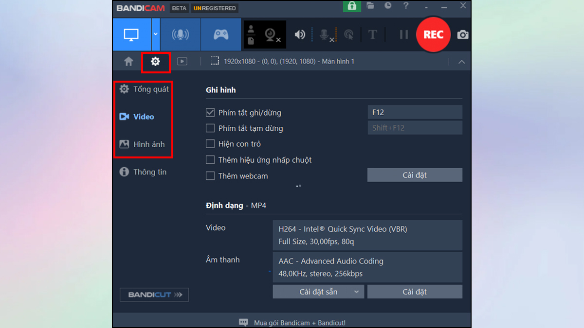 Cách quay time lapse trên máy tính Windows bằng Bandicam bước 2